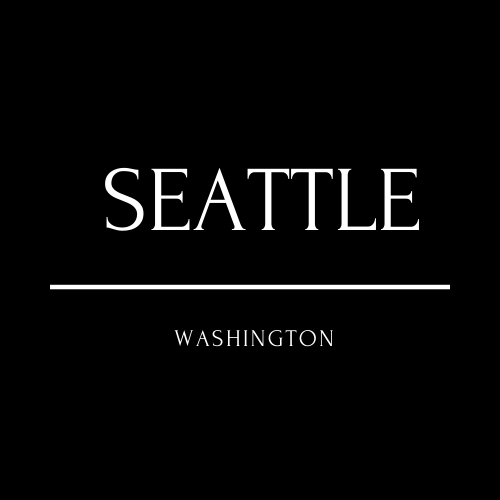 SEATTLE Black and Cream Strikethrough Band Logo