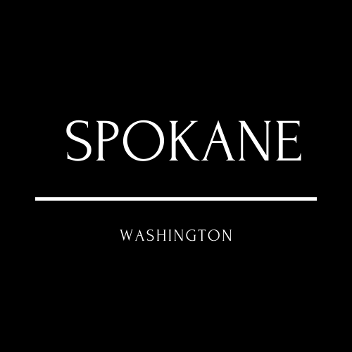 SPOKANE Black and Cream Strikethrough Band Logo